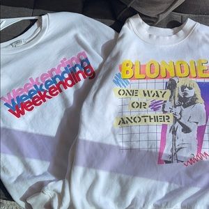 Two graphic sweatshirts